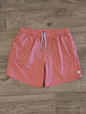 Southern Point Co. Greyton Pointer Print Swim Trunks - Coral - Size XL 7" Inseam